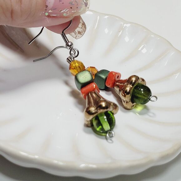 NEW BOHEMIALIZ earrings 688gantgd#mfs Green Czech flower dangle earrings fairy e - Picture 5 of 5